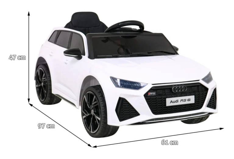 Audi Rs 6 Električni Automobil Za Djecu Bijeli + Daljinski Upravljač + Eva Kotači + Spori, Bijela 2