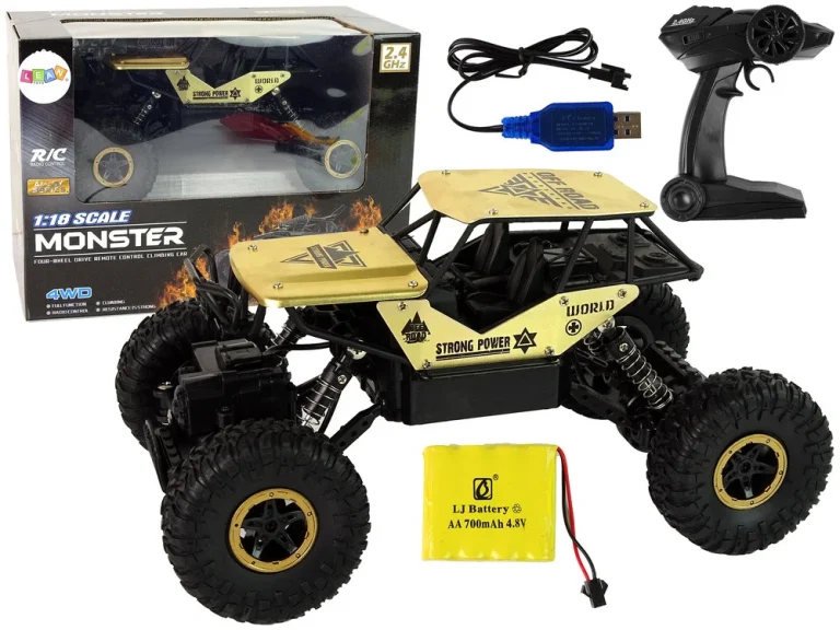 Auto Rc Visoki Kotači 1:18 Plastika Crno Zlatni 1