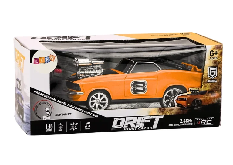 Auto Na Daljinsko Upravljanje 1:18 Drift 360 Svjetla Zvuci Narančasto 4