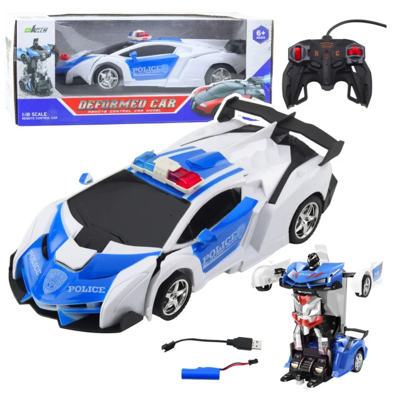 Auto Robot 2u1 Policijski Automobil Na Daljinsko Upravljanje Rc 1:18 1