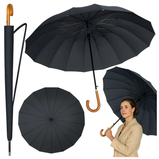 Automatski Kišobran 24 Rebra Crni 115 Cm 1