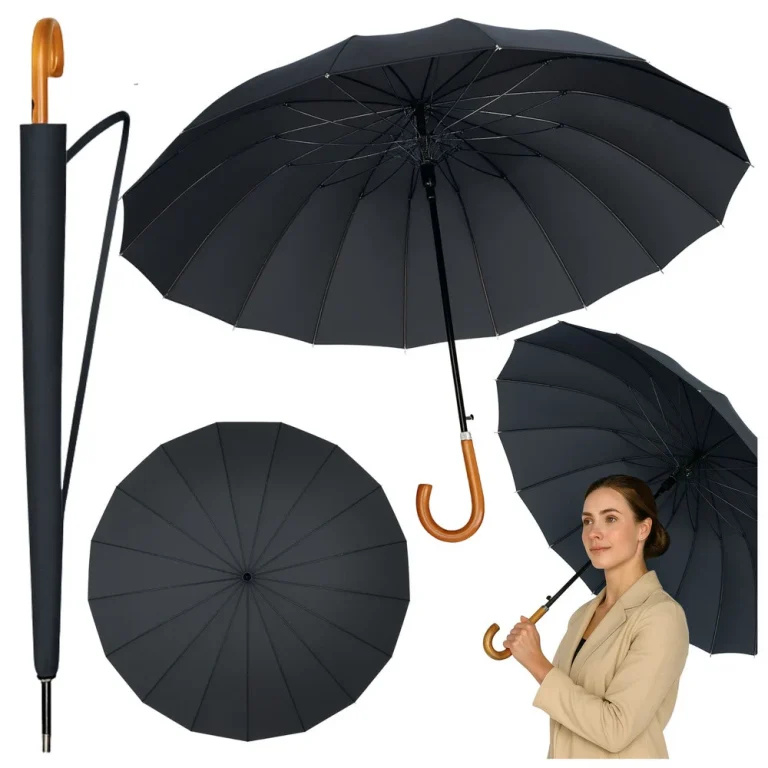 Automatski Kišobran 24 Rebra Crni 115 Cm 1