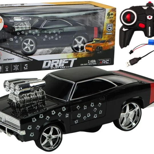 Automobil Na Daljinsko Upravljanje 1:18 Drift 360 Svjetla Zvuci Crni 1