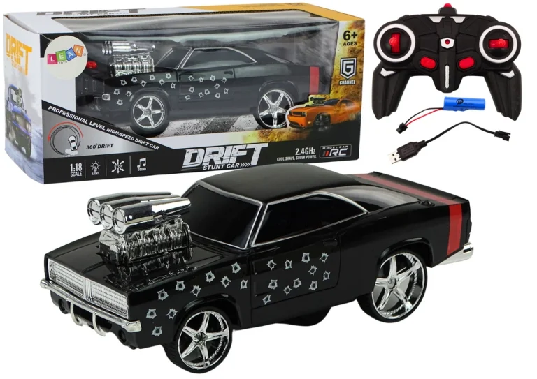 Automobil Na Daljinsko Upravljanje 1:18 Drift 360 Svjetla Zvuci Crni 1