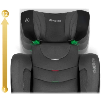 Autosjedalica Nukido Louis Soft 15–36 Kg, Crno/siva, Isofix 10
