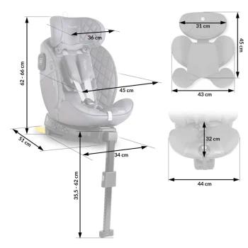 Autosjedalica Nukido Prestige Line 0–36 Kg, Siva, Isofix 4