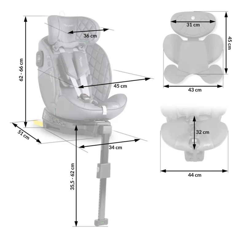 Autosjedalica Nukido Prestige Line 0–36 Kg, Siva, Isofix 4
