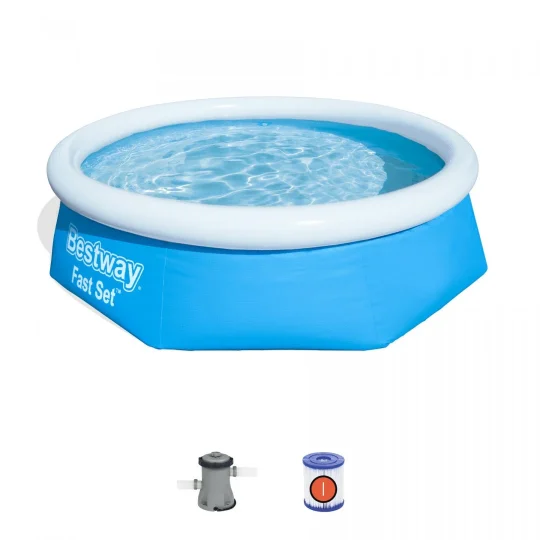 Bestway 8ft Ekspanzijski Bazen 244x66cm + Pumpa + Filter + Krpa Za Popravak 1