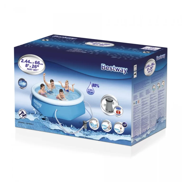 Bestway 8ft Ekspanzijski Bazen 244x66cm + Pumpa + Filter + Krpa Za Popravak 8