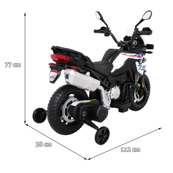 Bmw F850 Gs Dječji Motocikl Na Baterije Bijeli + Pomoćni Kotači + Audio Led + Spori Start, Bijela Motor Na Akumulator 2