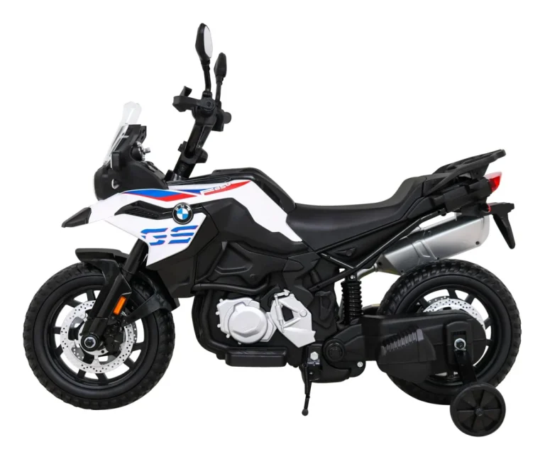 Bmw F850 Gs Dječji Motocikl Na Baterije Bijeli + Pomoćni Kotači + Audio Led + Spori Start, Bijela Motor Na Akumulator 4