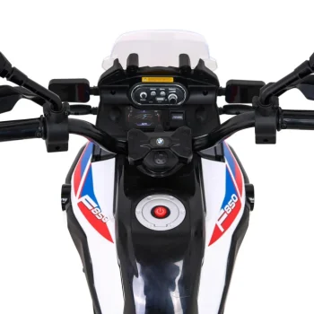 Bmw F850 Gs Dječji Motocikl Na Baterije Bijeli + Pomoćni Kotači + Audio Led + Spori Start, Bijela Motor Na Akumulator 6