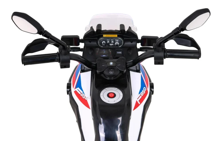 Bmw F850 Gs Dječji Motocikl Na Baterije Bijeli + Pomoćni Kotači + Audio Led + Spori Start, Bijela Motor Na Akumulator 6