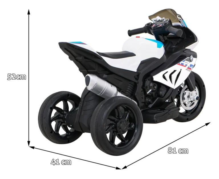 Bmw Hp4 Dječji Motocikl Na Baterije, Bijeli + 3 Kotača + Led + Mp3 Usb + Eko Koža, Bijela Motor Na Akumulator 2
