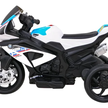 Bmw Hp4 Dječji Motocikl Na Baterije, Bijeli + 3 Kotača + Led + Mp3 Usb + Eko Koža, Bijela Motor Na Akumulator 4