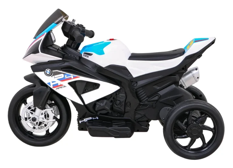 Bmw Hp4 Dječji Motocikl Na Baterije, Bijeli + 3 Kotača + Led + Mp3 Usb + Eko Koža, Bijela Motor Na Akumulator 4