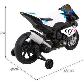Bmw Hp4 Dječji Motocikl Na Baterije, Bijeli + Pomoćni Kotači + Spori Start + Eva + Mp3 Led, Bijela Motor Na Akumulator 2