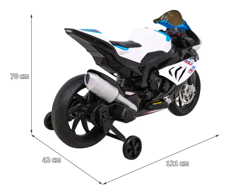 Bmw Hp4 Dječji Motocikl Na Baterije, Bijeli + Pomoćni Kotači + Spori Start + Eva + Mp3 Led, Bijela Motor Na Akumulator 2