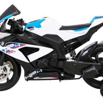 Bmw Hp4 Dječji Motocikl Na Baterije, Bijeli + Pomoćni Kotači + Spori Start + Eva + Mp3 Led, Bijela Motor Na Akumulator 4