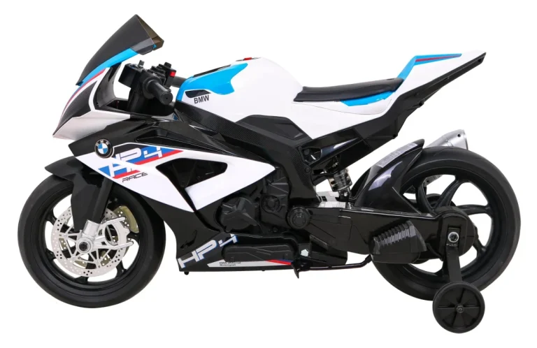 Bmw Hp4 Dječji Motocikl Na Baterije, Bijeli + Pomoćni Kotači + Spori Start + Eva + Mp3 Led, Bijela Motor Na Akumulator 4