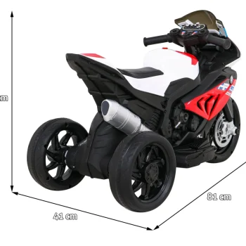 Bmw Hp4 Dječji Motocikl Na Baterije, Crveni + 3 Kotača + Led + Mp3 Usb + Eko Koža, Crvena Motor Na Akumulator 3