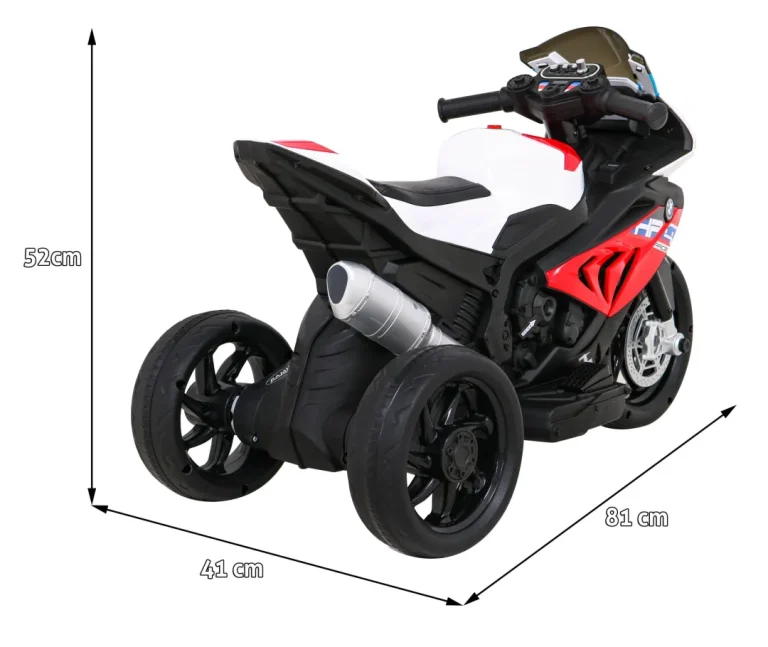 Bmw Hp4 Dječji Motocikl Na Baterije, Crveni + 3 Kotača + Led + Mp3 Usb + Eko Koža, Crvena Motor Na Akumulator 3