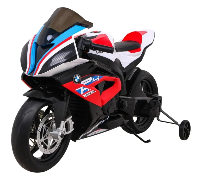 Bmw Hp4 Dječji Motocikl Na Baterije, Crveni + Pomoćni Kotači + Spori Start + Eva + Mp3 Led, Crvena Motor Na Akumulator 1