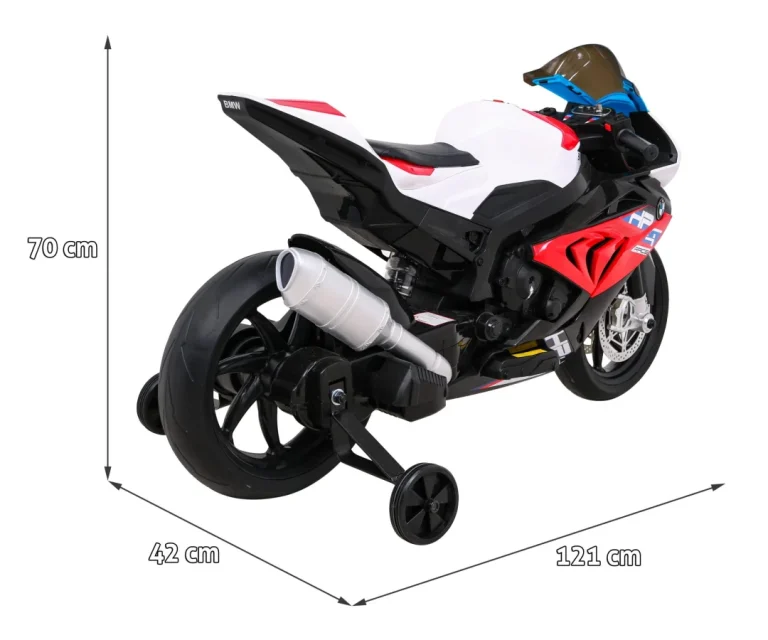 Bmw Hp4 Dječji Motocikl Na Baterije, Crveni + Pomoćni Kotači + Spori Start + Eva + Mp3 Led, Crvena Motor Na Akumulator 2