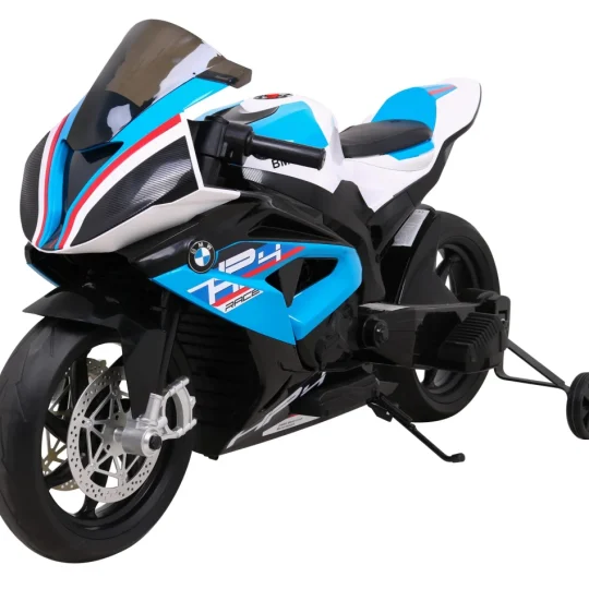Bmw Hp4 Dječji Motocikl Na Baterije, Plavi + Pomoćni Kotači + Spori Start + Eva + Mp3 Led, Plava Motor Na Akumulator 1