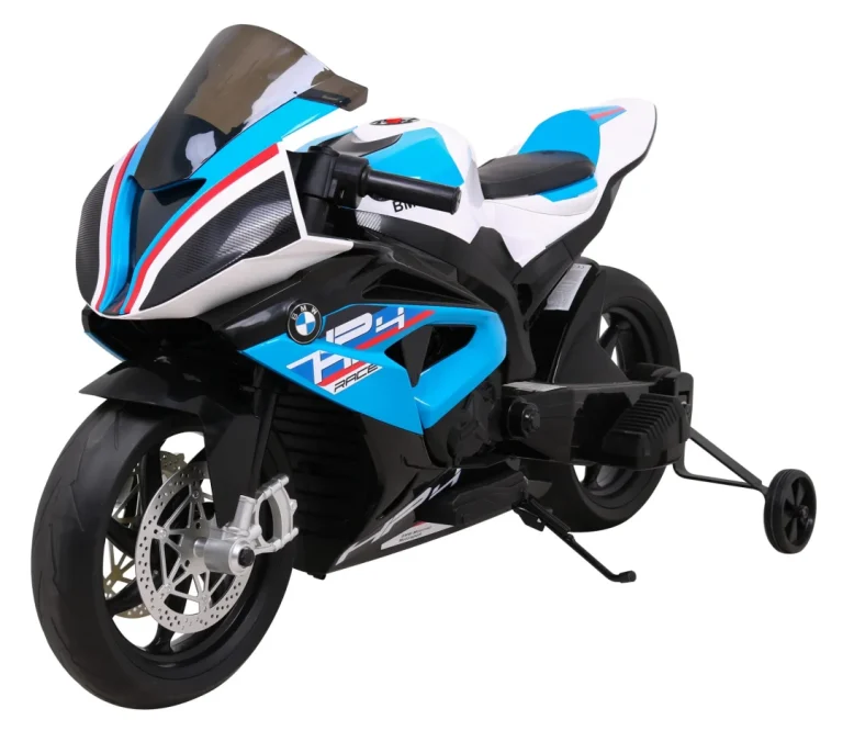 Bmw Hp4 Dječji Motocikl Na Baterije, Plavi + Pomoćni Kotači + Spori Start + Eva + Mp3 Led, Plava Motor Na Akumulator 1