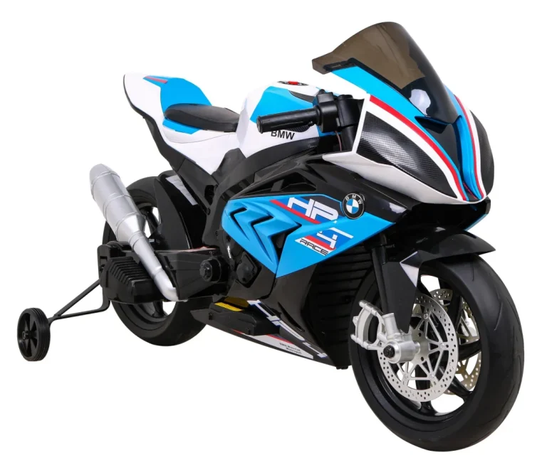 Bmw Hp4 Dječji Motocikl Na Baterije, Plavi + Pomoćni Kotači + Spori Start + Eva + Mp3 Led, Plava Motor Na Akumulator 10