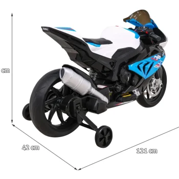 Bmw Hp4 Dječji Motocikl Na Baterije, Plavi + Pomoćni Kotači + Spori Start + Eva + Mp3 Led, Plava Motor Na Akumulator 2