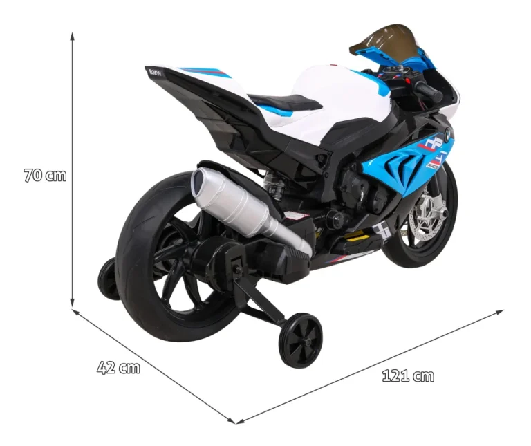 Bmw Hp4 Dječji Motocikl Na Baterije, Plavi + Pomoćni Kotači + Spori Start + Eva + Mp3 Led, Plava Motor Na Akumulator 2