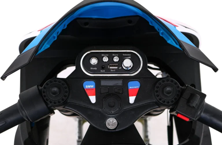 Bmw Hp4 Dječji Motocikl Na Baterije, Plavi + Pomoćni Kotači + Spori Start + Eva + Mp3 Led, Plava Motor Na Akumulator 7