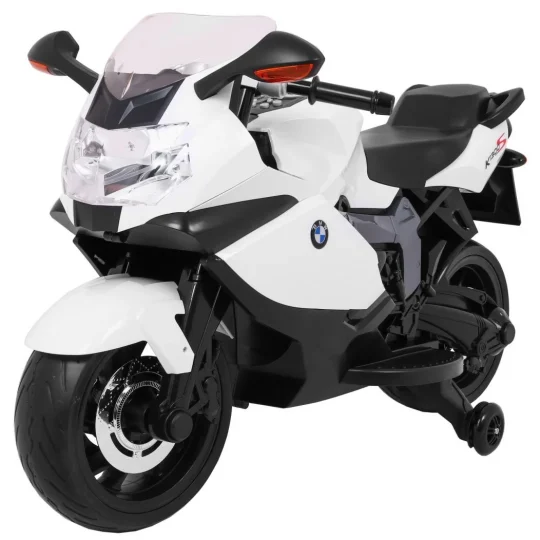 Bmw K1300s Dječji Motocikl Na Baterije, Bijeli + Pomoćni Kotači + Zvukovi, Svjetla + Spori, Bijela 1