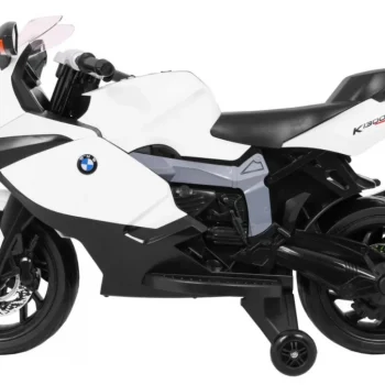 Bmw K1300s Dječji Motocikl Na Baterije, Bijeli + Pomoćni Kotači + Zvukovi, Svjetla + Spori, Bijela 4