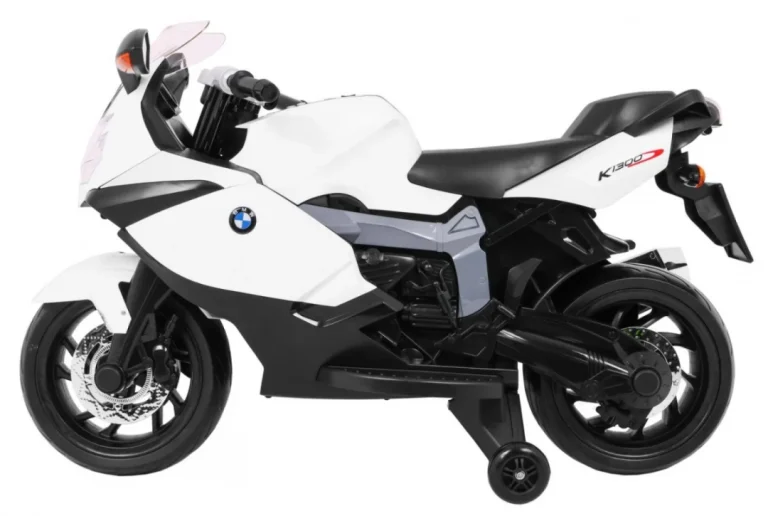 Bmw K1300s Dječji Motocikl Na Baterije, Bijeli + Pomoćni Kotači + Zvukovi, Svjetla + Spori, Bijela 4
