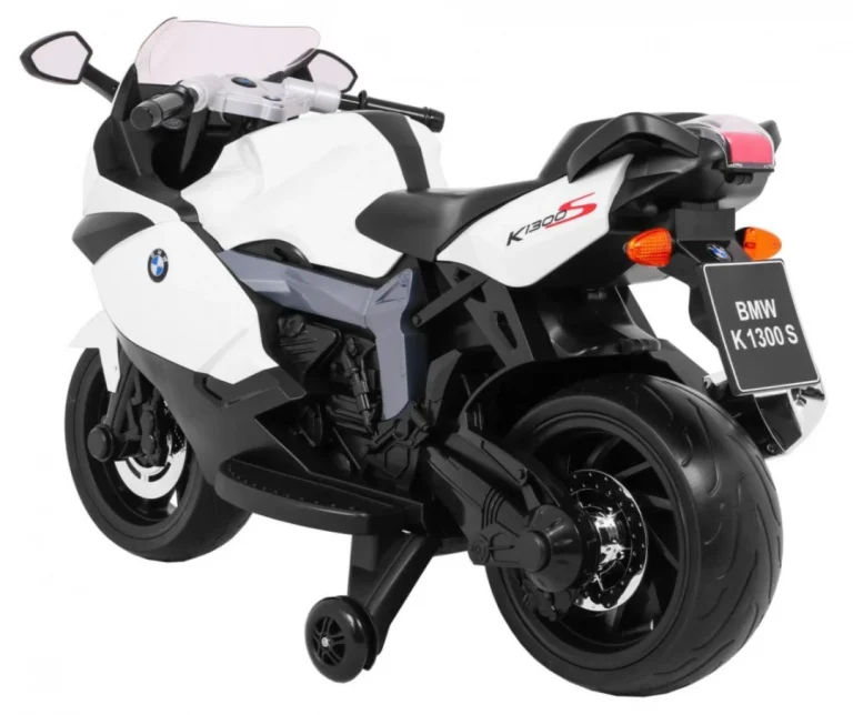 Bmw K1300s Dječji Motocikl Na Baterije, Bijeli + Pomoćni Kotači + Zvukovi, Svjetla + Spori, Bijela 5