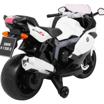 Bmw K1300s Dječji Motocikl Na Baterije, Bijeli + Pomoćni Kotači + Zvukovi, Svjetla + Spori, Bijela 8