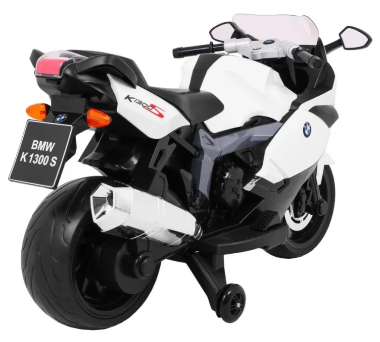 Bmw K1300s Dječji Motocikl Na Baterije, Bijeli + Pomoćni Kotači + Zvukovi, Svjetla + Spori, Bijela 8