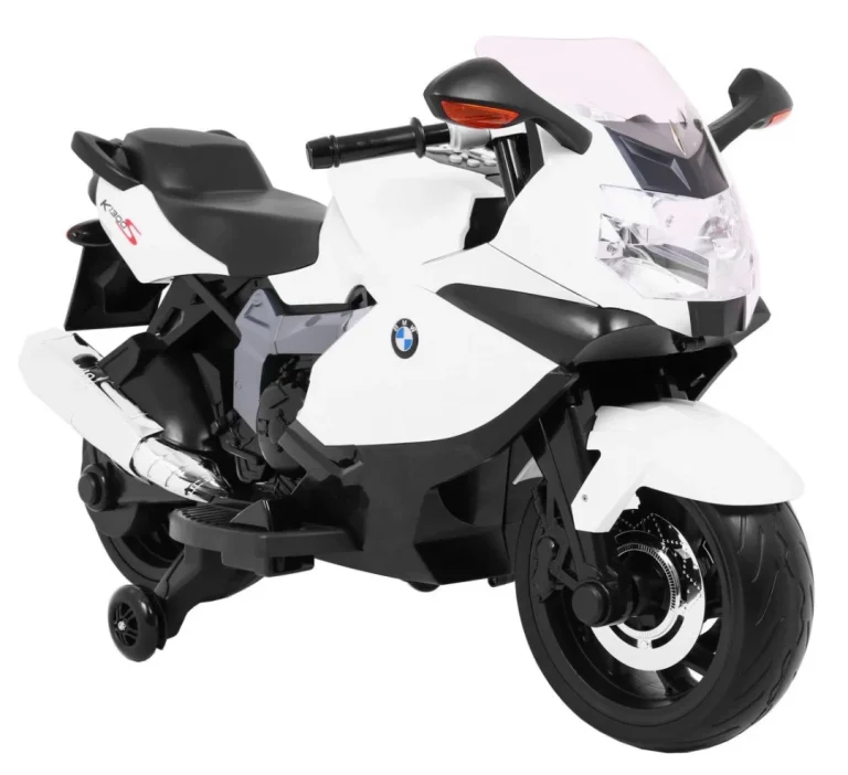 Bmw K1300s Dječji Motocikl Na Baterije, Bijeli + Pomoćni Kotači + Zvukovi, Svjetla + Spori, Bijela 9