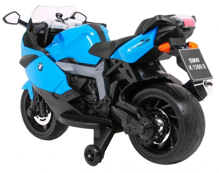 Bmw K1300s Dječji Motocikl Na Baterije, Plavi + Pomoćni Kotači + Zvukovi, Svjetla + Spori, Plava 5