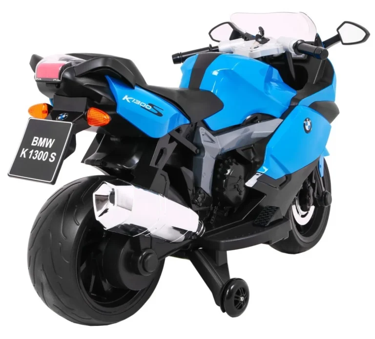 Bmw K1300s Dječji Motocikl Na Baterije, Plavi + Pomoćni Kotači + Zvukovi, Svjetla + Spori, Plava 8