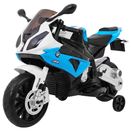 Bmw S1000 Rr Dječji Motocikl Na Baterije, Plavi + Pomoćni Kotači + Oslonac, Plava Motor Na Akumulator 1
