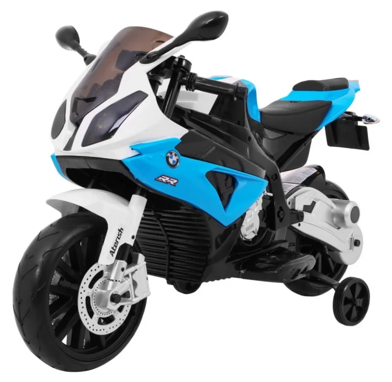 Bmw S1000 Rr Dječji Motocikl Na Baterije, Plavi + Pomoćni Kotači + Oslonac, Plava Motor Na Akumulator 1