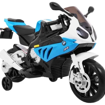Bmw S1000 Rr Dječji Motocikl Na Baterije, Plavi + Pomoćni Kotači + Oslonac, Plava Motor Na Akumulator 10