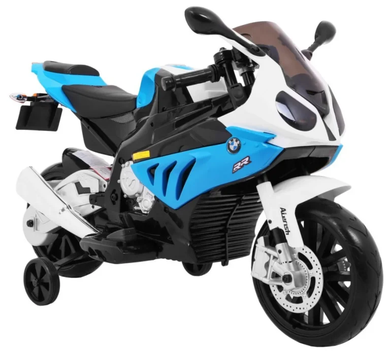Bmw S1000 Rr Dječji Motocikl Na Baterije, Plavi + Pomoćni Kotači + Oslonac, Plava Motor Na Akumulator 10
