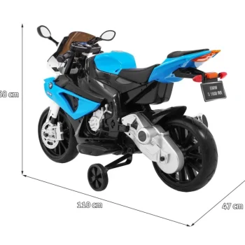 Bmw S1000 Rr Dječji Motocikl Na Baterije, Plavi + Pomoćni Kotači + Oslonac, Plava Motor Na Akumulator 2