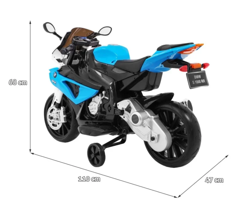 Bmw S1000 Rr Dječji Motocikl Na Baterije, Plavi + Pomoćni Kotači + Oslonac, Plava Motor Na Akumulator 2