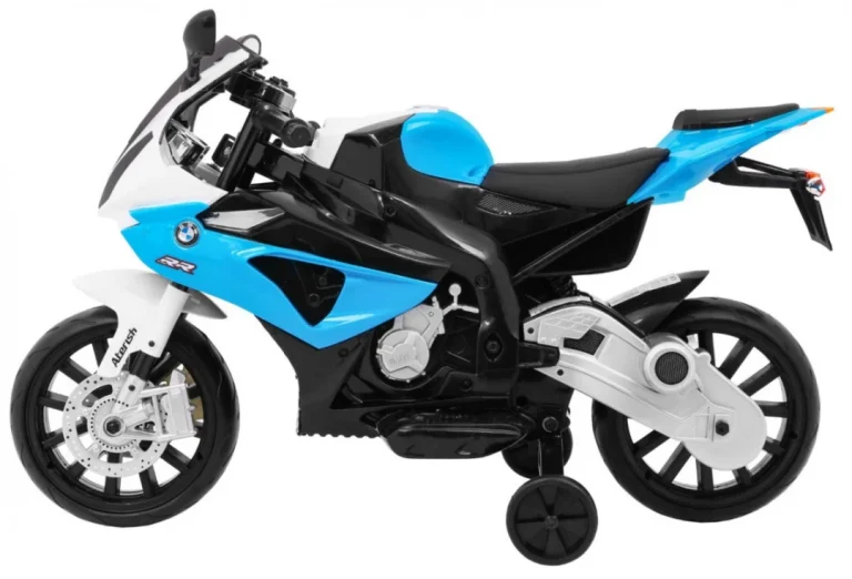 Bmw S1000 Rr Dječji Motocikl Na Baterije, Plavi + Pomoćni Kotači + Oslonac, Plava Motor Na Akumulator 4